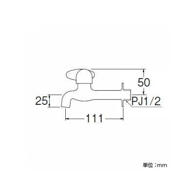 三栄水栓製作所 ミニセラ胴長横水栓 セラミック水栓 長さ:111mm miniCERA  JY205-13 画像2