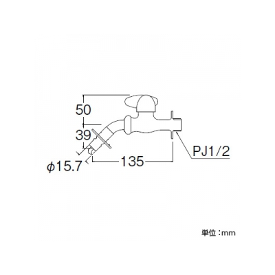 三栄水栓製作所 ミニセラ洗濯機用ホーム水栓 セラミック水栓 オートストッパー付 miniCERA  JY1235TV-1-13 画像2