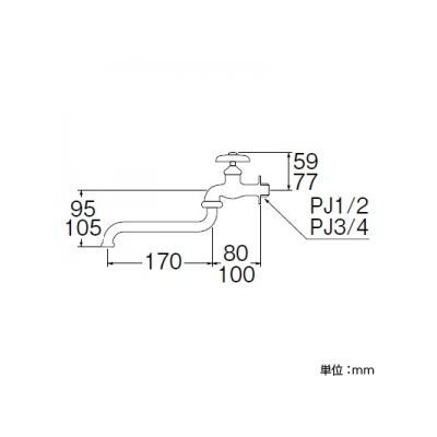 三栄水栓製作所 自在水栓 パイプ長さ:170mm 呼び:13  JA10J-13 画像2