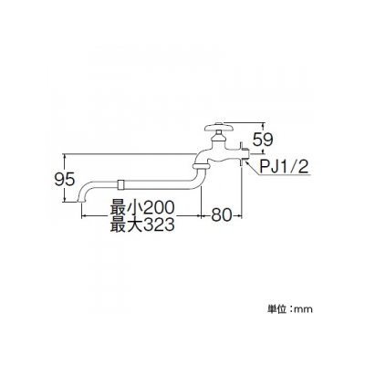 三栄水栓製作所 伸縮自在水栓 パイプ長さ:200～323mm  JA14A-13 画像2