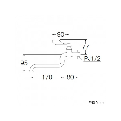 三栄水栓製作所 節水レバー自在水栓 パイプ長さ:170mm レバー長さ:90mm  JA130-13 画像2