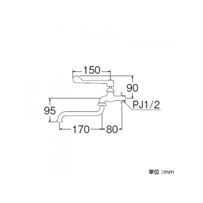 三栄水栓製作所 レバー式自在水栓 二条ネジ仕様 パイプ長さ:170mm レバー長さ:150mm  JA90-13 画像2