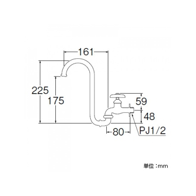 三栄水栓製作所 ツル首自在水栓 高さ:225mm パイプ長さ:161mm  JA16J-13 画像2