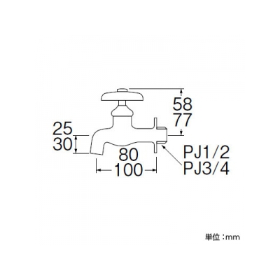 三栄水栓製作所 横水栓 長さ:80mm 呼び:13  JY10J-13 画像2