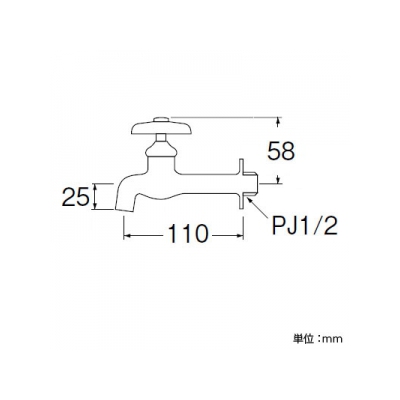 三栄水栓製作所 胴長横水栓 長さ:110mm 呼び:13  JY20J-13 画像2