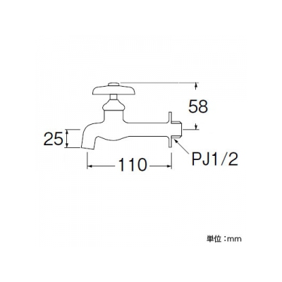 三栄水栓製作所 胴長横水栓 長さ:110mm 呼び:13 寒冷地用  JY20JK-13 画像2