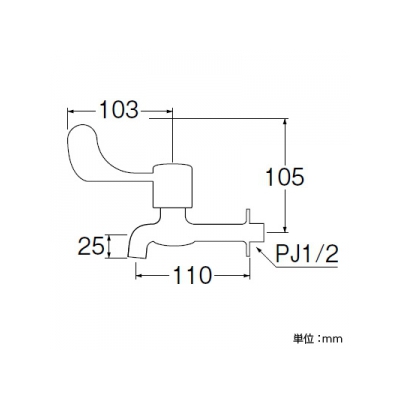 三栄水栓製作所 レバー胴長横水栓 二条ネジ仕様  JY231-13 画像3