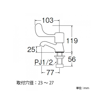 三栄水栓製作所 レバー立水栓 洗面所用 二条ネジ仕様 呼び:13  JY531-13 画像3