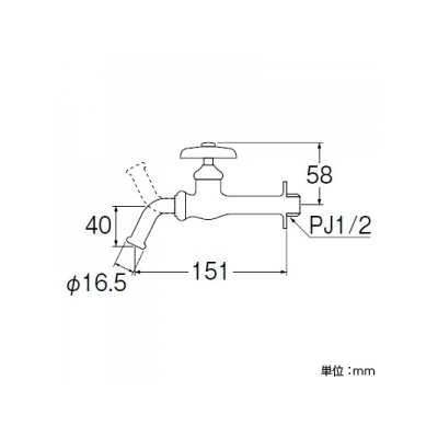 三栄水栓製作所 万能ホーム胴長水栓 呼び:13  Y22J-13 画像2