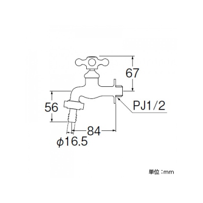 三栄水栓製作所 カップリング横水栓 クロスハンドル仕様 逆止弁付  JY30YV-13 画像2