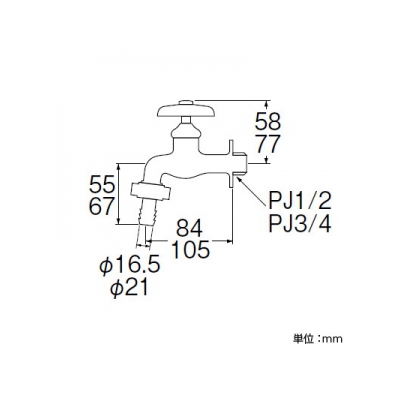 三栄水栓製作所 カップリング横水栓 逆止弁なし 呼び:13 寒冷地用  JY30JK-13 画像2