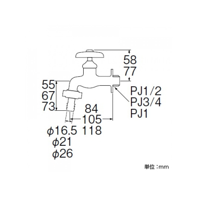 三栄水栓製作所 カップリング横水栓 逆止弁なし 呼び:13  Y30J-13 画像2