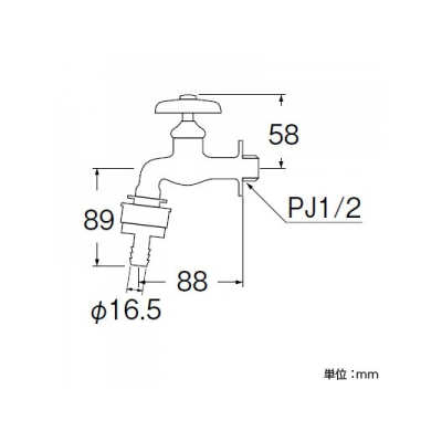 三栄水栓製作所 自動接手横水栓 逆止弁付 呼び:13  Y31V-13 画像2