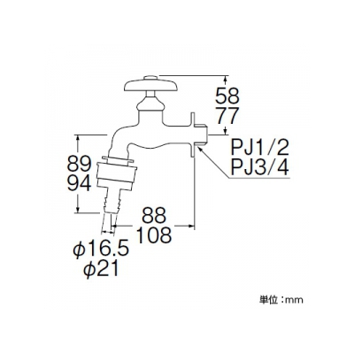 三栄水栓製作所 自動接手横水栓 逆止弁なし 呼び:20 寒冷地用  Y31JK-20 画像2