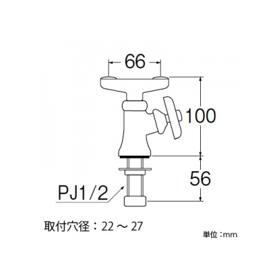 三栄水栓製作所 立形洗眼水栓 高さ:100mm  Y55A-13 画像2