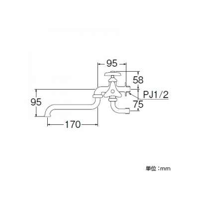 三栄水栓製作所 二口自在水栓 呼び:13 吐水口部長さ:170mm 寒冷地用  E10AK-13 画像2