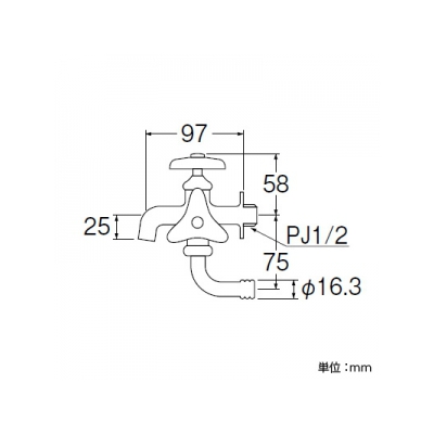 三栄水栓製作所 二口横水栓 呼び:13  JF10A-13 画像2