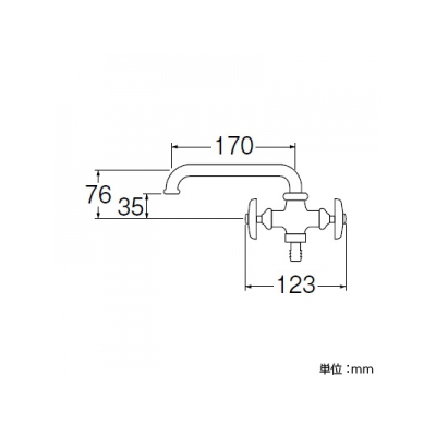 三栄水栓製作所 二口横形自在水栓 呼び:13 吐水口部長さ:170mm  E20A-13 画像2