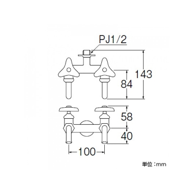 三栄水栓製作所 二口ホーム水栓 送り座金付 呼び:13 寒冷地用  F13AK-13 画像3