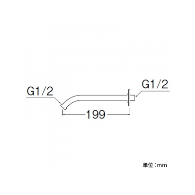 三栄水栓製作所 シャワーアーム バスルーム用 S10F用 パイプ長さ:199mm  S100-63X 画像2