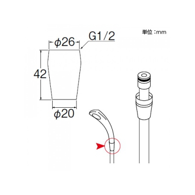 三栄水栓製作所 回転ホース金具 バスルーム用 シャワーヘッド側 11×16.5mmホース用  PU86TF 画像3