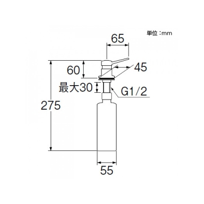 三栄水栓製作所 ソープディスペンサー 洗面所用 洗面器取付タイプ 容積:約300cc  W170 画像2