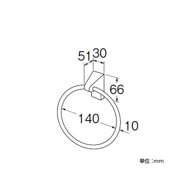 三栄水栓製作所 Lタイプタオルリング 洗面所用 ビス付 リング内径:140mm  W530 画像2