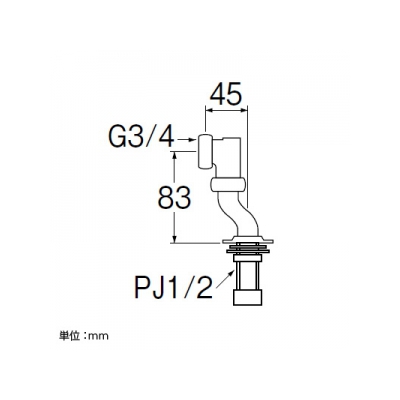 三栄水栓製作所 立形偏心管 流量調節付  U3-52X-20 画像2