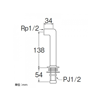 三栄水栓製作所 水栓取付脚LL 呼び:13  T261-13 画像2