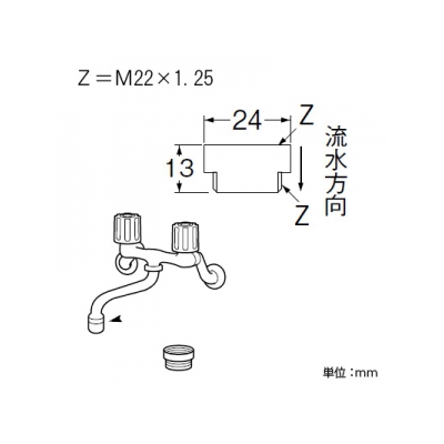 三栄水栓製作所 定流量ソケット(泡沫外ネジ用) 10L用定流量弁コア付  V723F-13 画像2