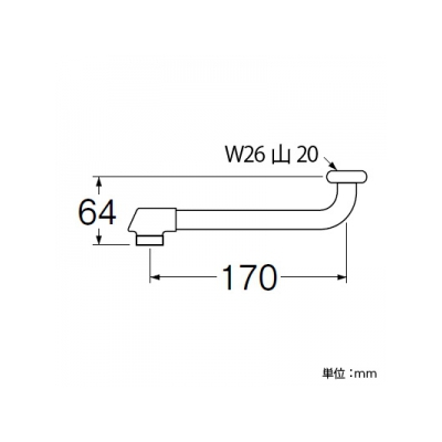 三栄水栓製作所 断熱自在パイプ 下向き取付けタイプ 長さ:170mm パイプ外径:16mm  PA10JD-60X-16 画像2