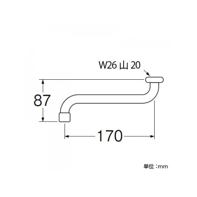 三栄水栓製作所 泡沫自在パイプ 下向き取付けタイプ 長さ:170mm パイプ外径:16mm  PA10JH-60X-16 画像2