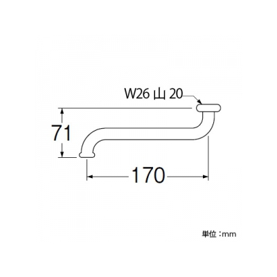 三栄水栓製作所 節水自在パイプ 定流量コア付 下向き取付けタイプ 長さ:170mm パイプ外径:16mm  PA10G-60X-16 画像2