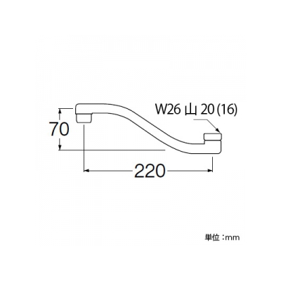 三栄水栓製作所 上向角吐水口 下向き取付けタイプ パイプ外径:16mm  PA1610-60X2-16 画像2