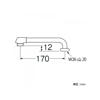 三栄水栓製作所 断熱横形パイプ 上向き取付けタイプ 長さ:170mm パイプ外径:16mm  PA20JD-60X-16 画像2