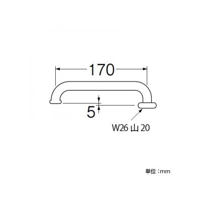 三栄水栓製作所 節水横形パイプ 定流量コア付 上向き取付けタイプ 長さ:170mm パイプ外径:16mm  PA20G-60X-16 画像2