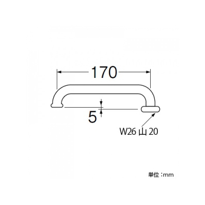 三栄水栓製作所 横形パイプ 上向き取付けタイプ 長さ:170mm パイプ外径:16mm  PA20J-60X-16 画像2