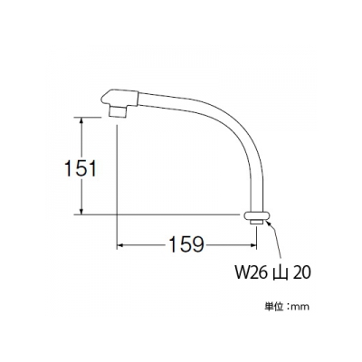 三栄水栓製作所 断熱腰高パイプ 上向き取付けタイプ 長さ:159mm パイプ外径:16mm  PA232D-61X1-16 画像2