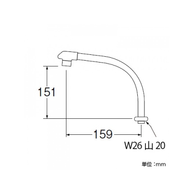 三栄水栓製作所 断熱腰高パイプ 上向き取付けタイプ 長さ:159mm パイプ外径:16mm  MA232D-60X-16-LH 画像2