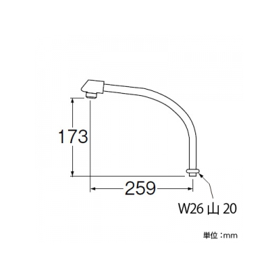 三栄水栓製作所 断熱腰高パイプ 上向き取付けタイプ 長さ:259mm パイプ外径:16mm  PA232D-61X2-16 画像2