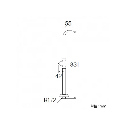 三栄水栓製作所 D式L管付ストレート形止水栓[共用形] 長さ:831mm  V213JD-13 画像2