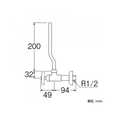 三栄水栓製作所 アングル止水栓[共用形] 呼び:13  V22J-13 画像2