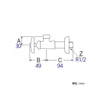 三栄水栓製作所 止水栓本体[共用形] ナットなし 呼び:13  JV22A-X2-13 画像2