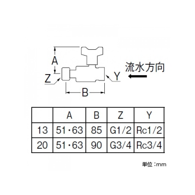 三栄水栓製作所 ナット付逆止付ボールバルブ ハンドルワンタッチ着脱タイプ 呼び:13  V657BV-13 画像2