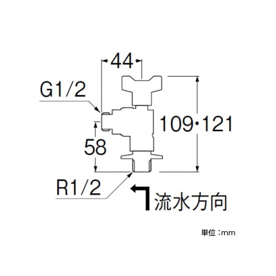 三栄水栓製作所 逆止付アングルボールバルブ ハンドルワンタッチ着脱タイプ 呼び:13  V626BV-13 画像2