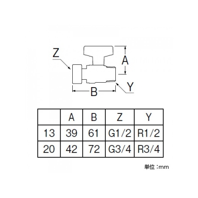 三栄水栓製作所 ナット付ボールバルブ パッキン別売 呼び:20  V66B-20 画像2