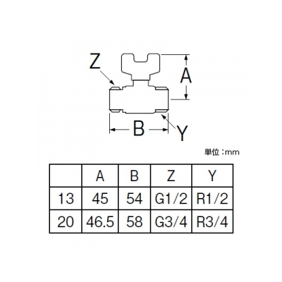 三栄水栓製作所 ナット付ボールバルブ ハンドルワンタッチ着脱タイプ 呼び:13  V61-13 画像2