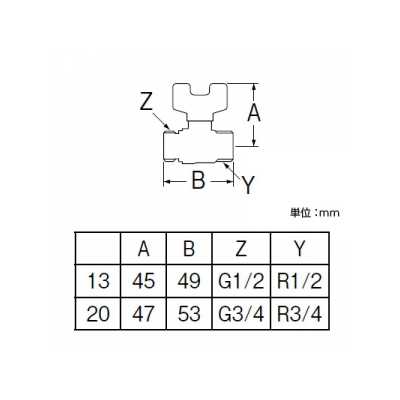 三栄水栓製作所 ボールバルブ ハンドルワンタッチ着脱タイプ 呼び:20  V61B-20 画像2