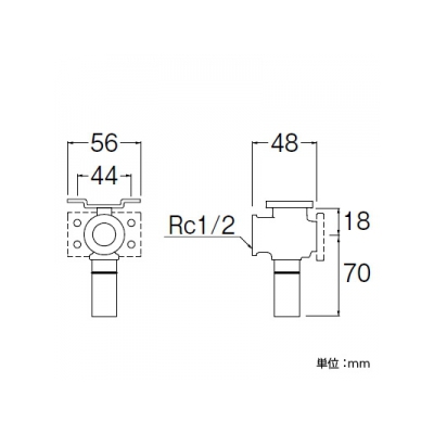 三栄水栓製作所 座付エルボ ワンタッチタイプ 上型・横型両対応 ネジ径Rc1/2×パイプ径13A  T6312J-4-13X13A 画像3