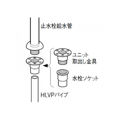 三栄水栓製作所 PCユニット取出しソケット HI・VPパイプ用 ビス付 床穴開寸法:38mm 呼び:13×13  T210-13X13 画像2